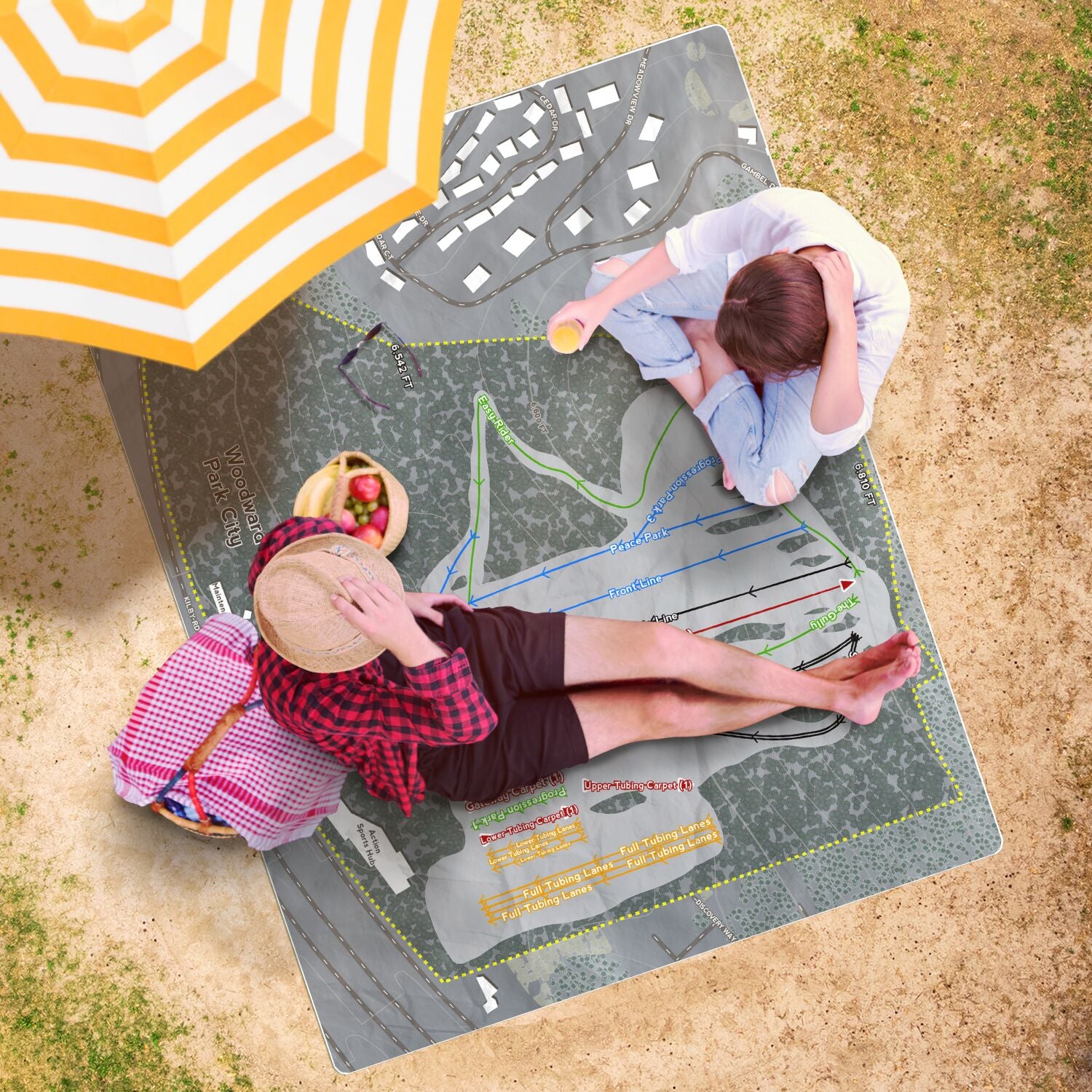 Woodward Park City, Utah Ski Resort Map Printed Beach Towel - Powderaddicts