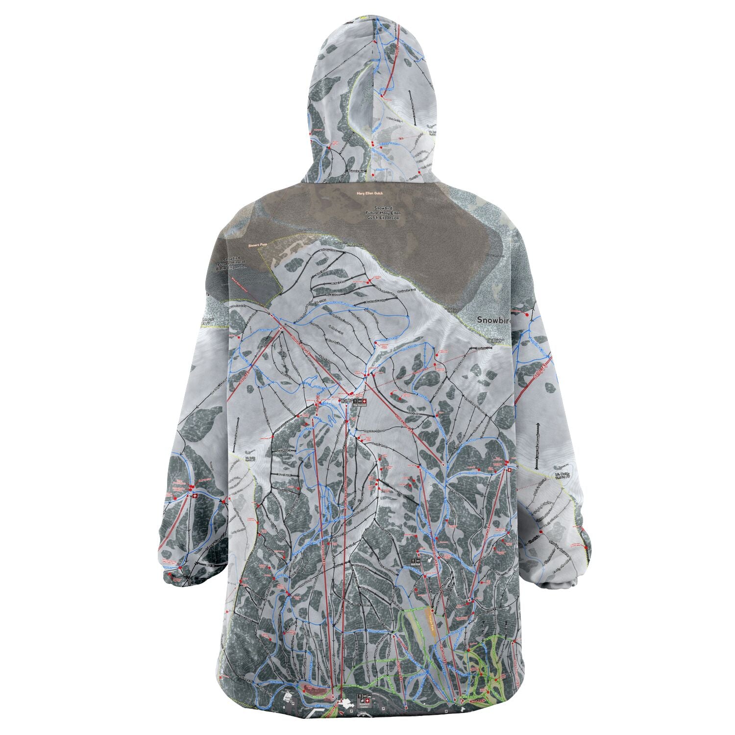 Snowbird, Utah Ski Trail Map - Snug Hoodie