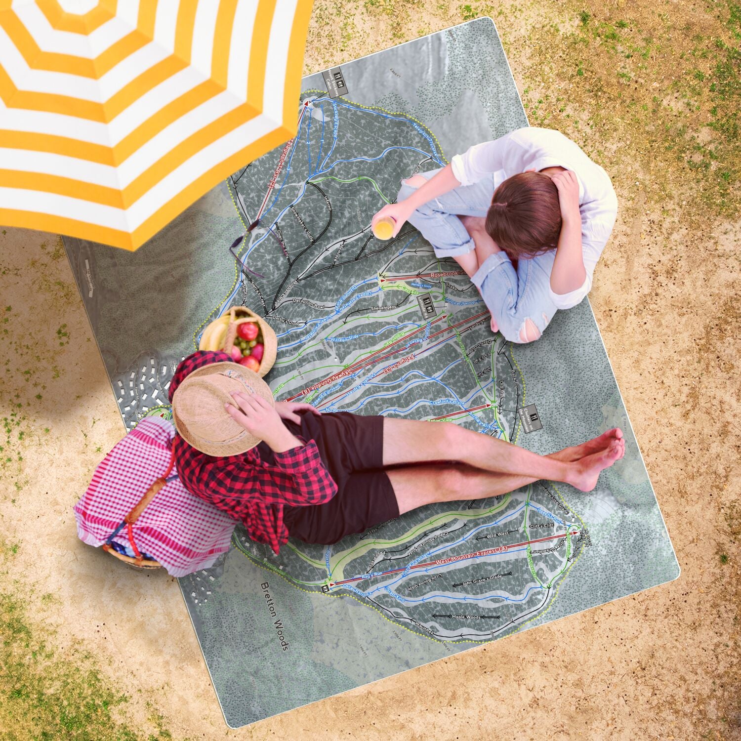 Bretton Woods, New Hampshire Ski Resort Map Printed Beach Towel - Powderaddicts