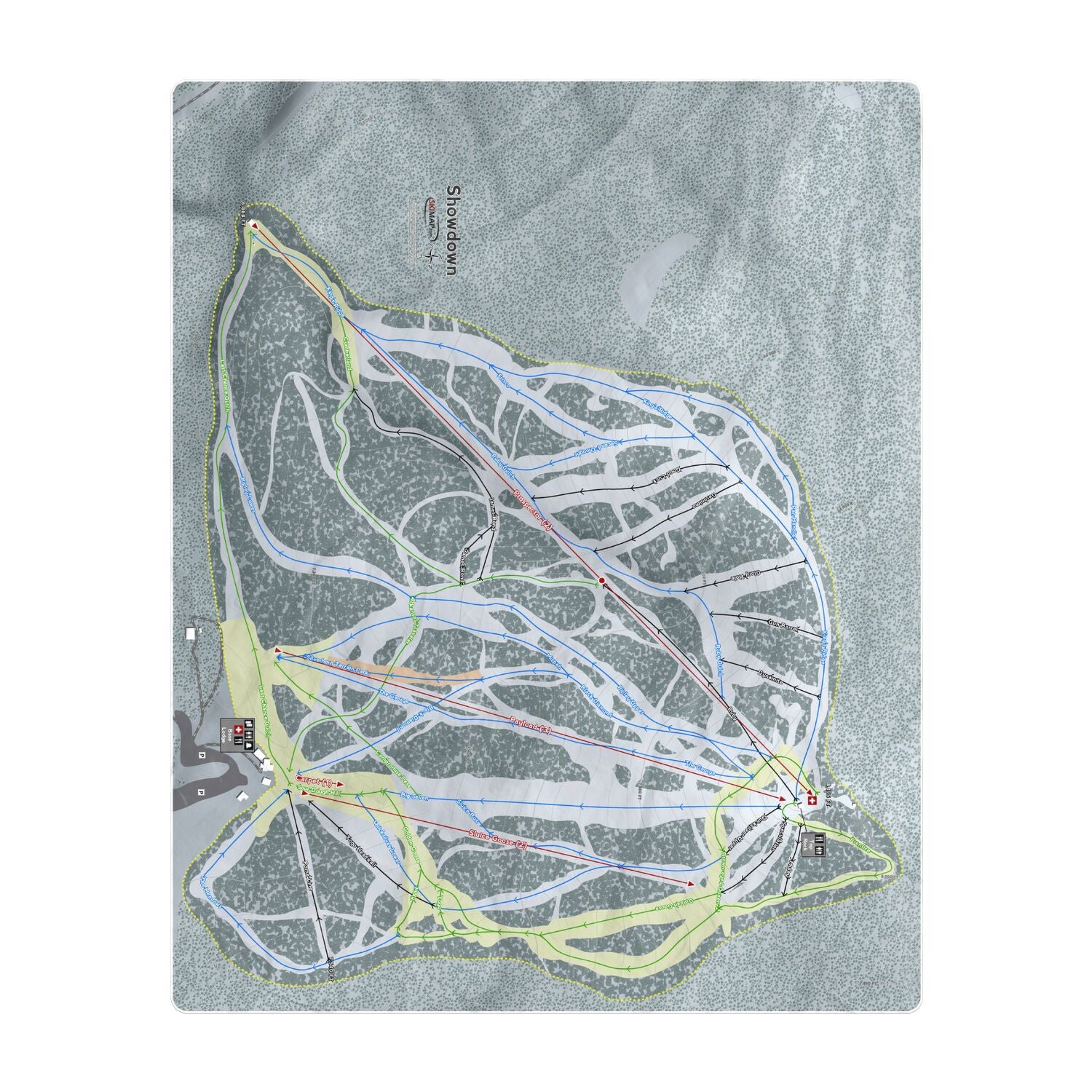 Showdown, Montana Ski Resort Map Printed Beach Towel - Powderaddicts