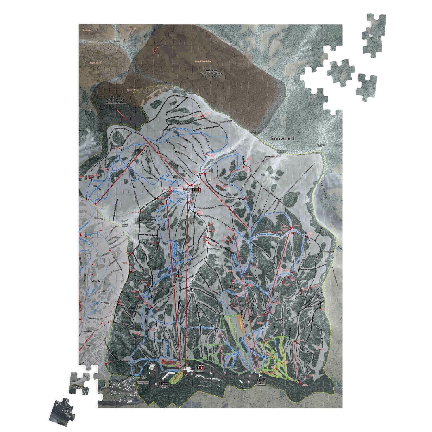 Snowbird, Utah Ski Trail Map Jigsaw Puzzle - Powderaddicts