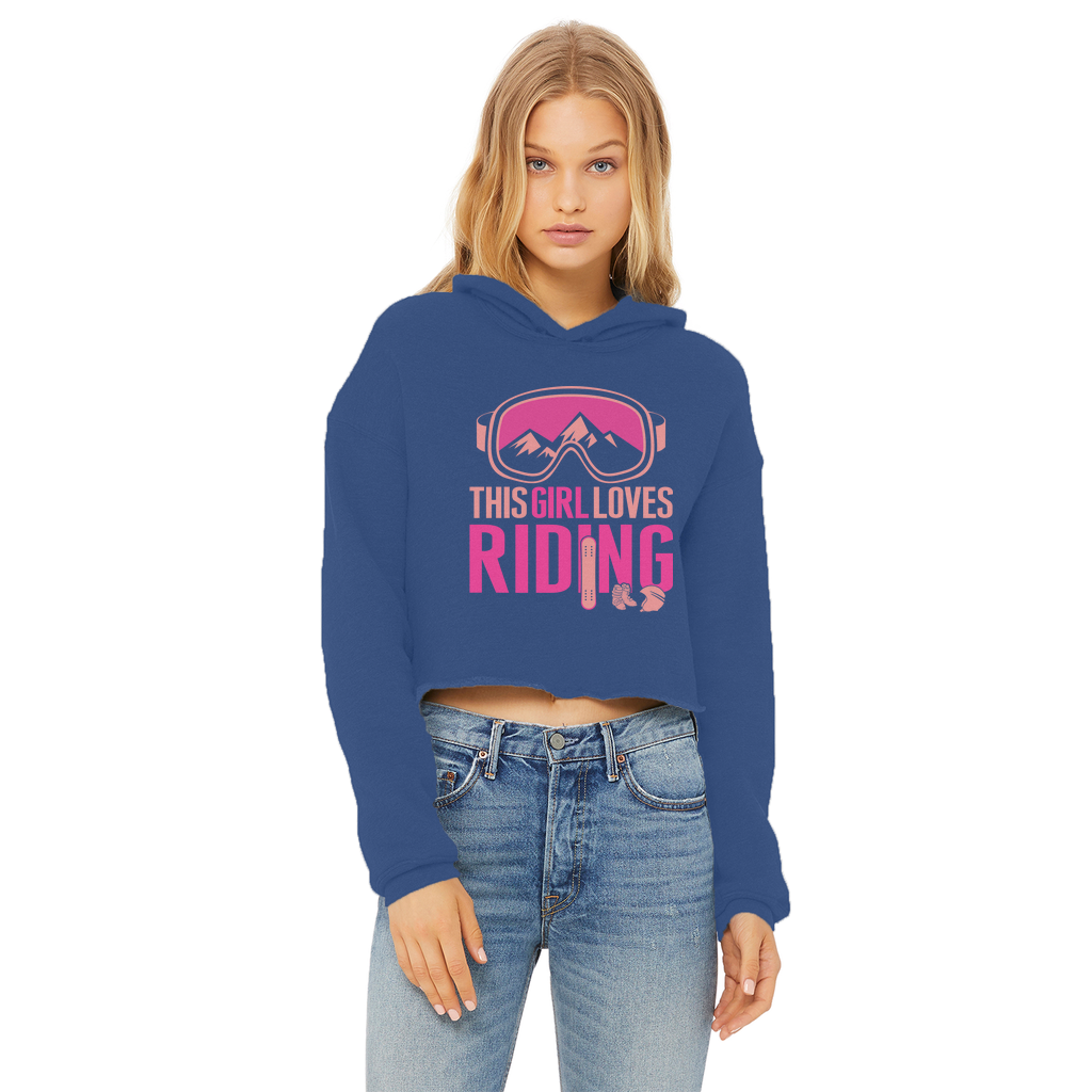 This Girl Loves Riding Ladies Cropped Raw Edge Hoodie - Powderaddicts