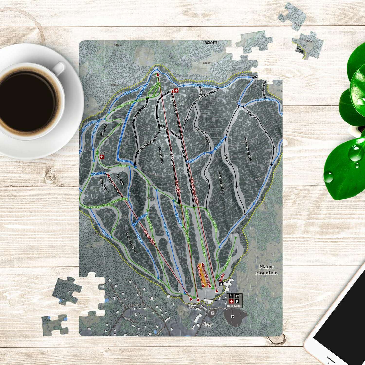Magic Mountain, Vermont Ski Trail Map Puzzle - Powderaddicts