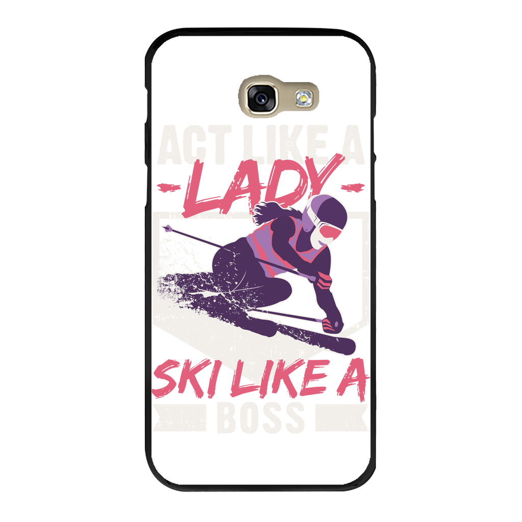 Act Like A Lady Ski Like A Boss Back Printed Black Hard Phone Case - Powderaddicts