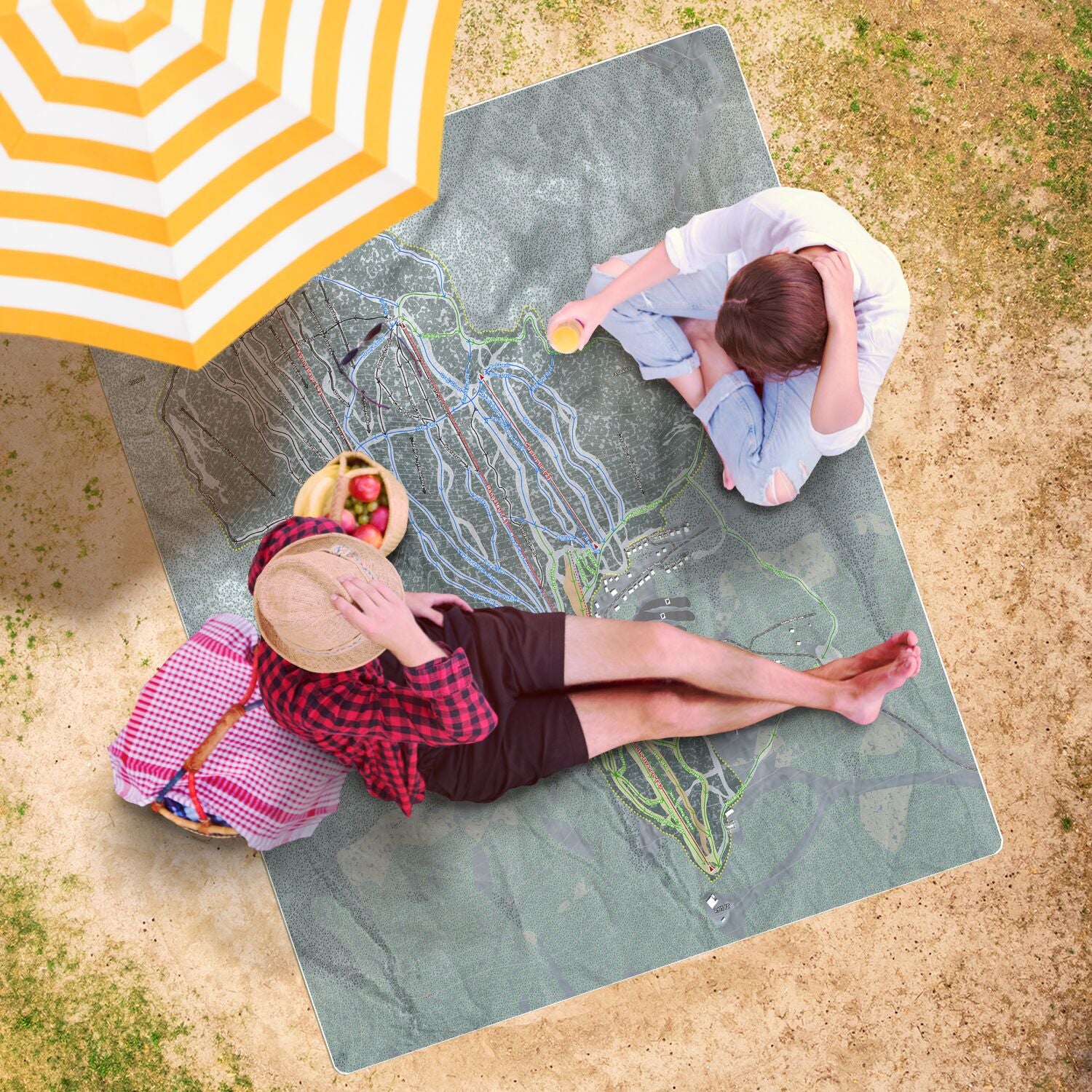 Saddleback, Maine Ski Resort Map Printed Beach Towel - Powderaddicts