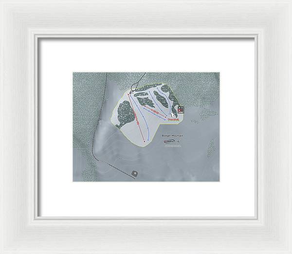 Badger Mountain Ski Trail Map - Framed Print - Powderaddicts