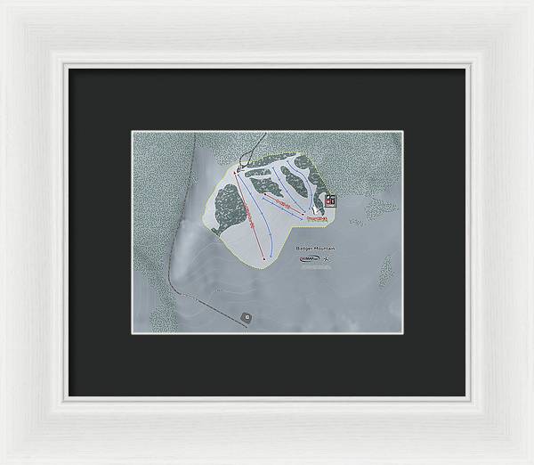 Badger Mountain Ski Trail Map - Framed Print - Powderaddicts