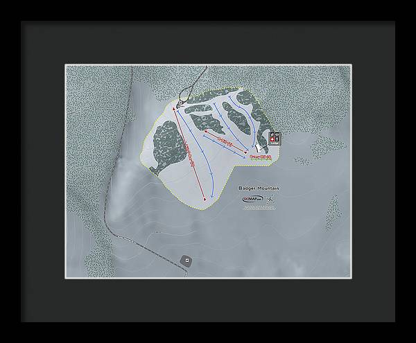Badger Mountain Ski Trail Map - Framed Print - Powderaddicts