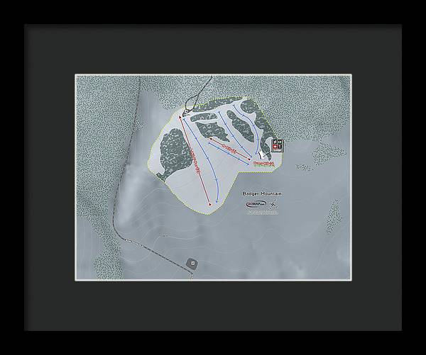 Badger Mountain Ski Trail Map - Framed Print - Powderaddicts
