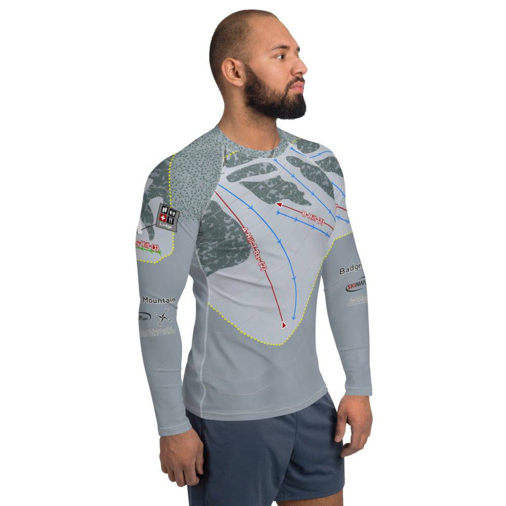 Badger Mountain, Washington Ski Trail Map Men's Base Layer Top - Powderaddicts