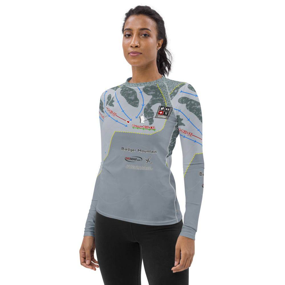 Badger Mountain, Washington Ski Trail Map Women's Base Layer Top - Powderaddicts