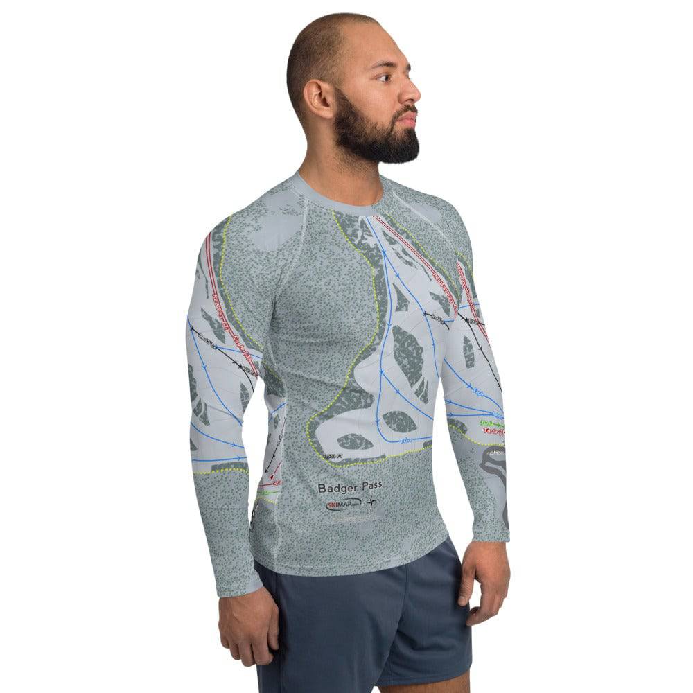 Badger Pass, California Ski Trail Map Men's Base Layer Top - Powderaddicts