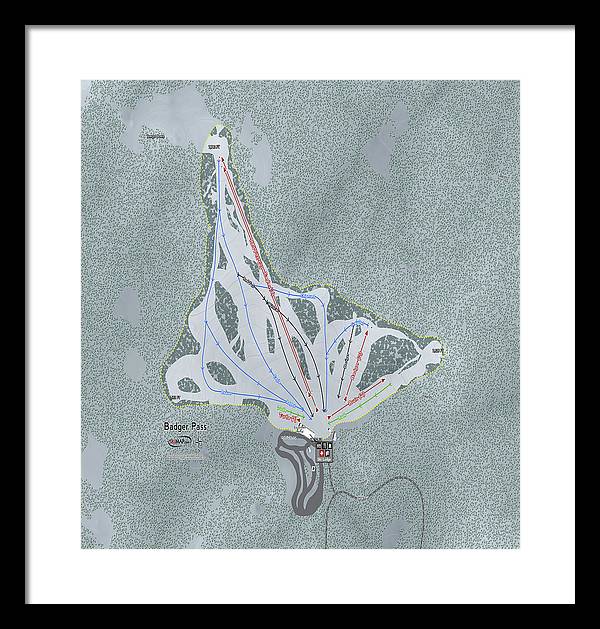 Badger Pass Ski Trail Map - Framed Print - Powderaddicts