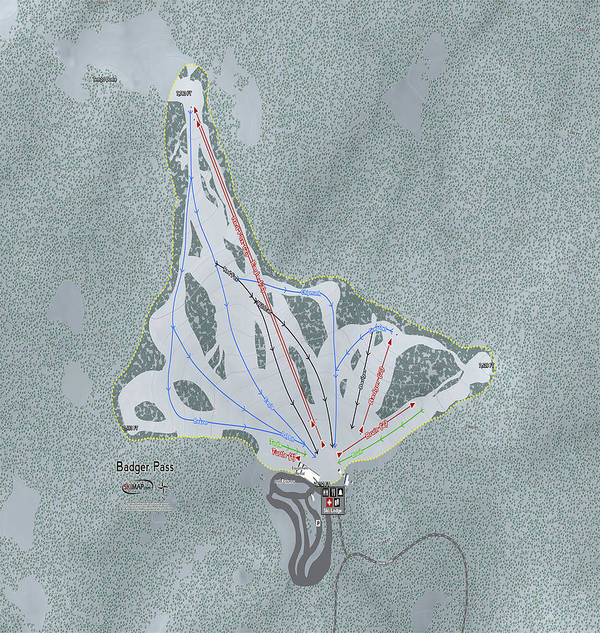 Badger Pass Ski Trail Map - Art Print - Powderaddicts