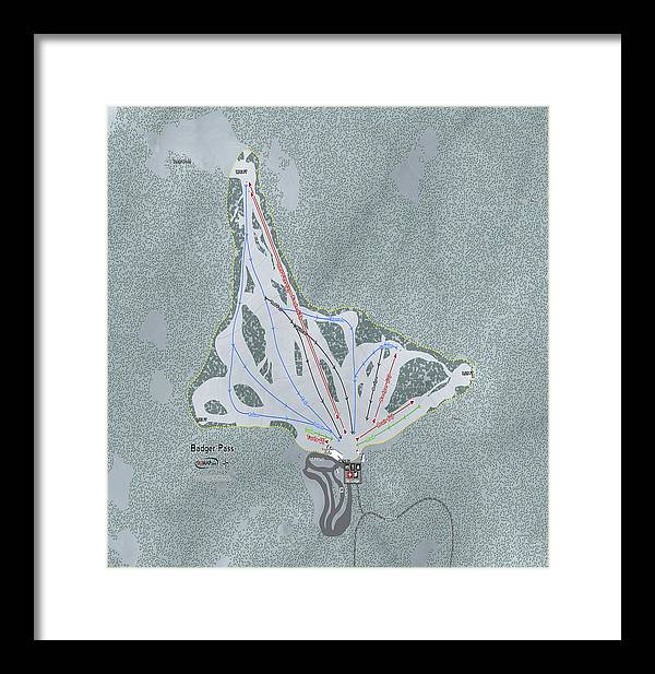 Badger Pass Ski Trail Map - Framed Print - Powderaddicts