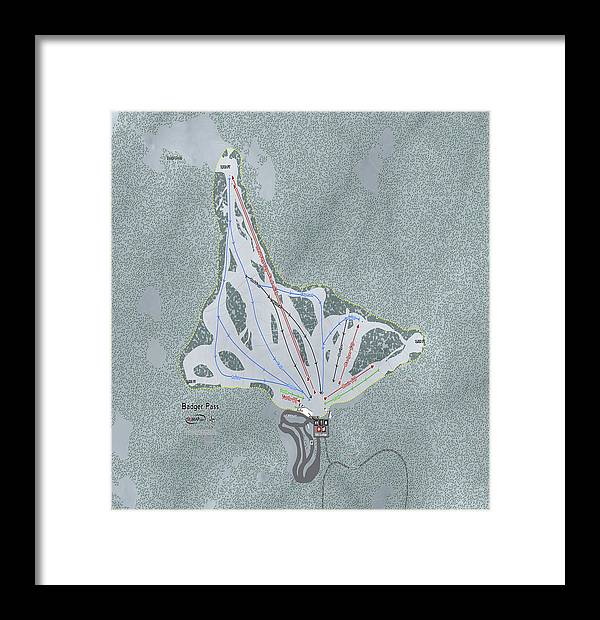 Badger Pass Ski Trail Map - Framed Print - Powderaddicts