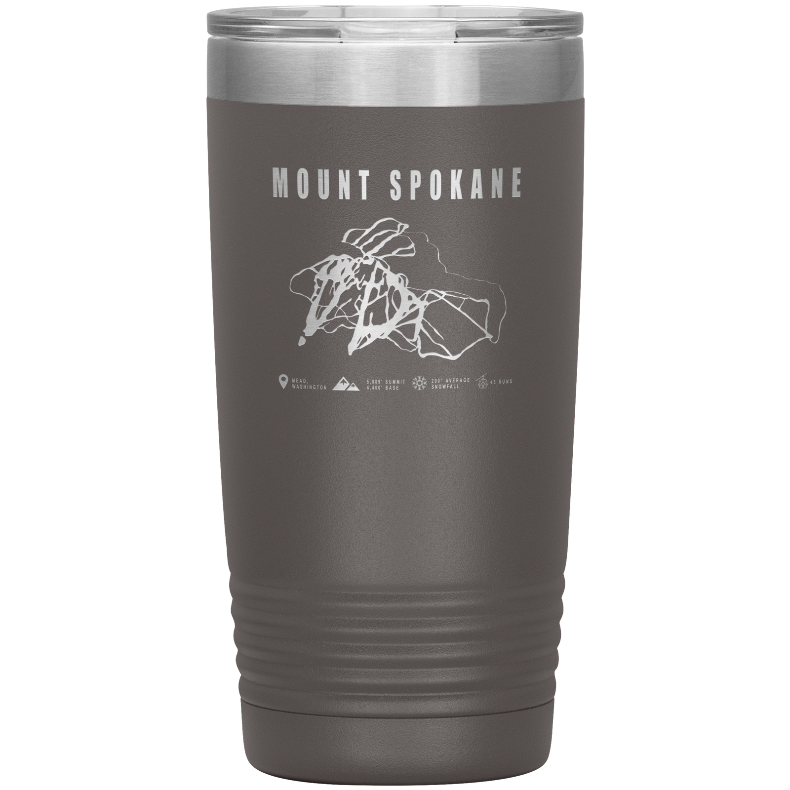 Mount Spokane, Washington Ski Trail Map 20oz Tumbler - Powderaddicts