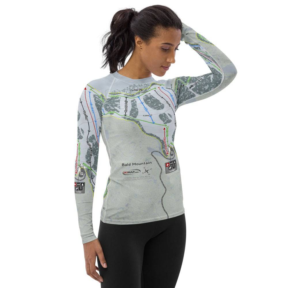 Bald Mountain, Idaho Ski Trail Map Women's Base Layer Top - Powderaddicts
