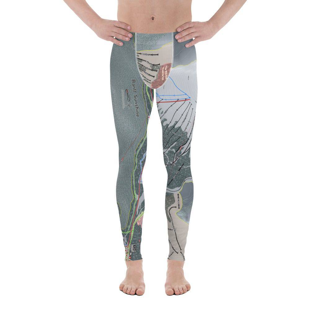 Banff Sunshine, Alberta Ski Trail Map Men's Base Layer Bottom - Powderaddicts