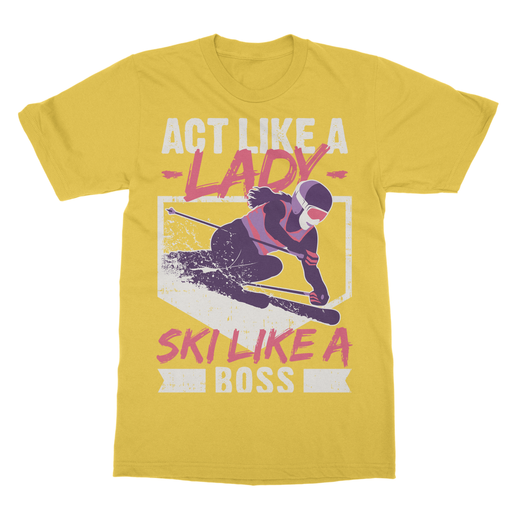 Act Like A Lady Ski Like A Boss T-Shirt Dress - Powderaddicts