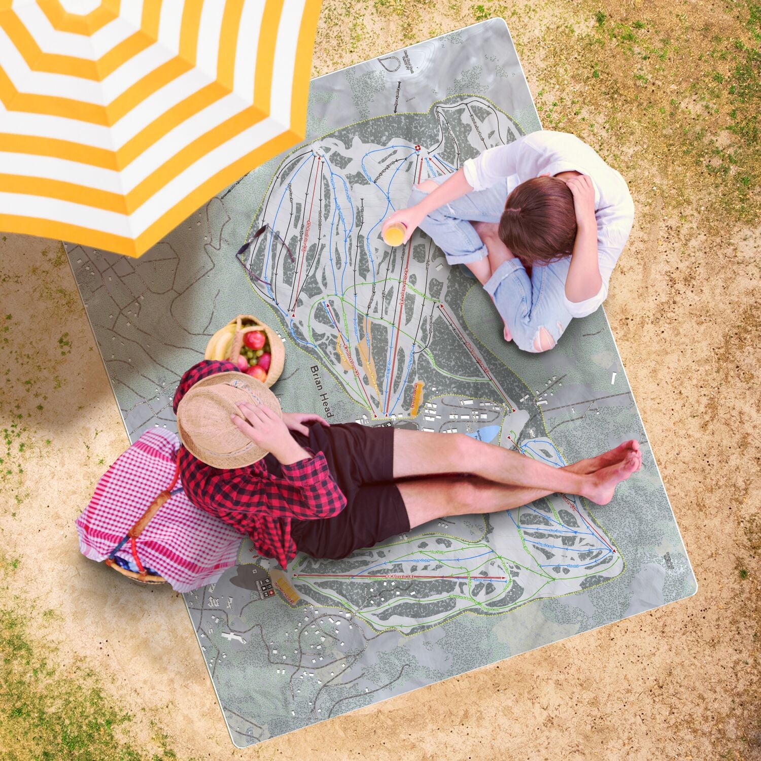 Brian Head, Utah Ski Resort Map Printed Beach Towel - Powderaddicts