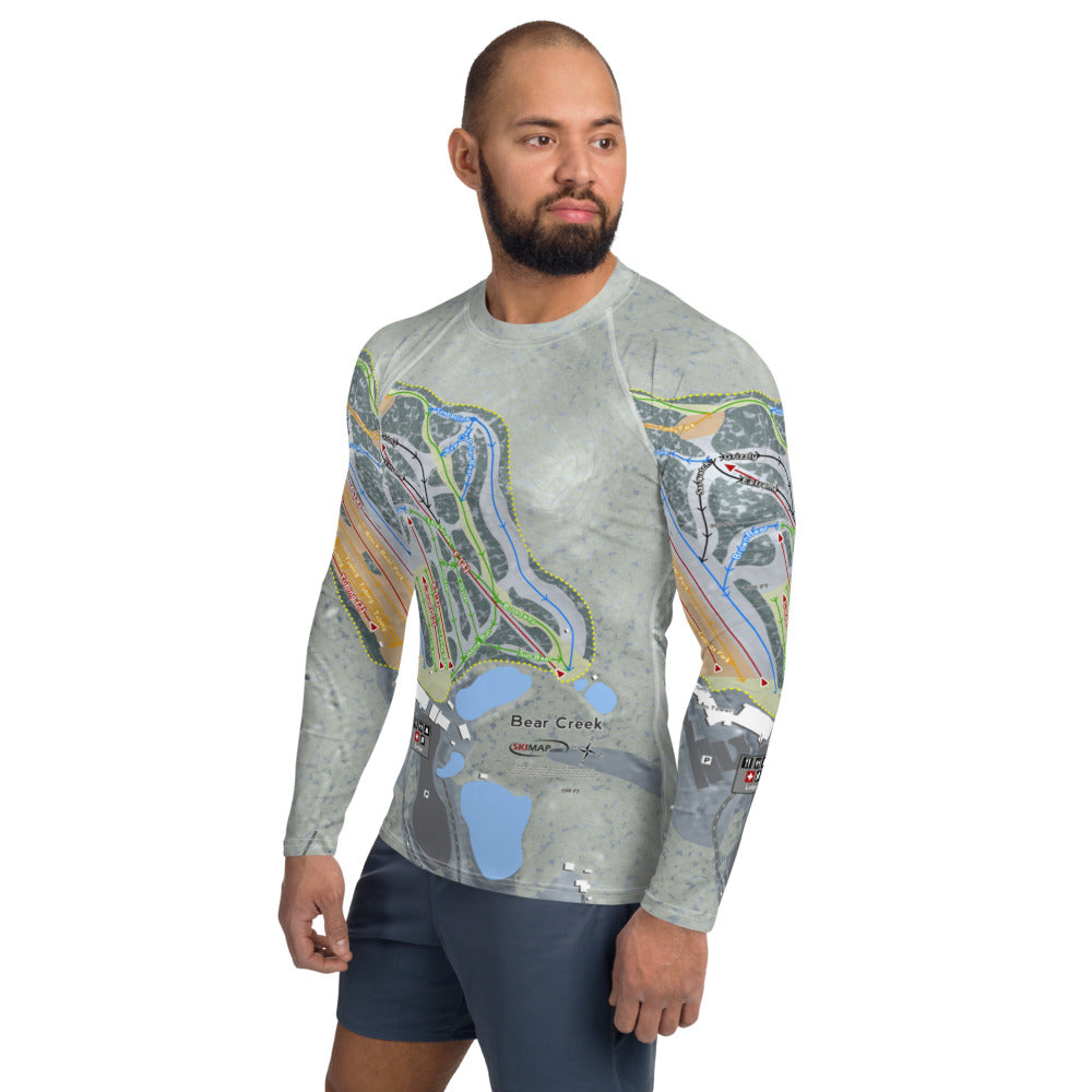 Bear Creek, Pennsylvania Ski Trail Map Men's Base Layer Top - Powderaddicts