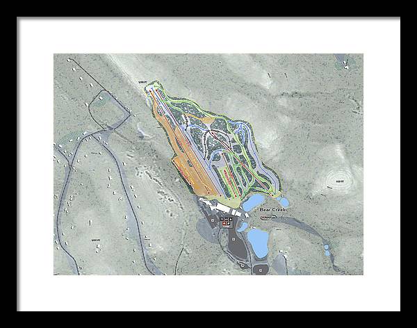 Bear Creek Ski Trail Map - Framed Print - Powderaddicts
