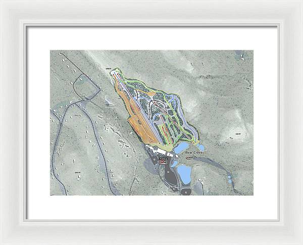 Bear Creek Ski Trail Map - Framed Print - Powderaddicts