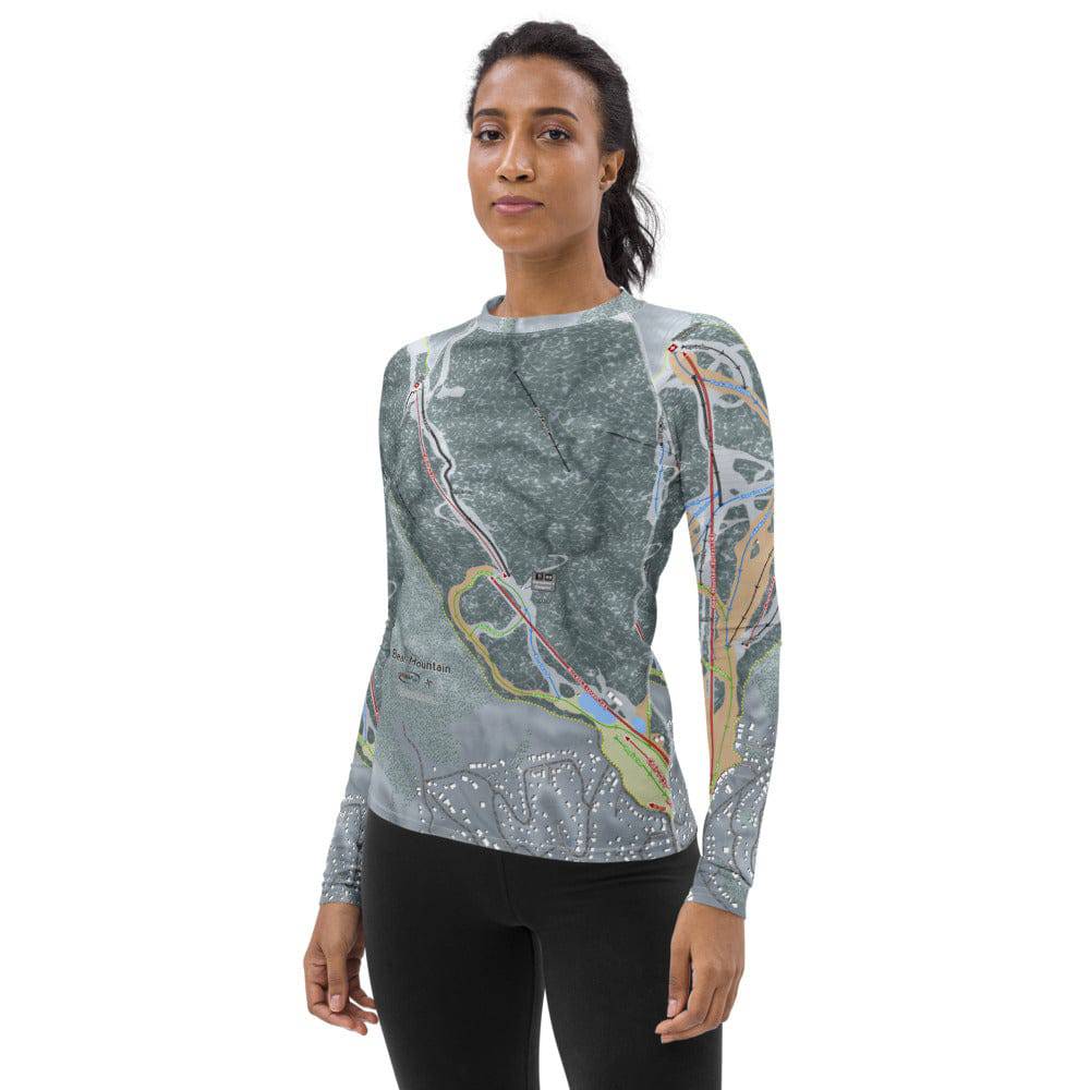 Bear Mountain, California Ski Trail Map Women's Base Layer Top - Powderaddicts