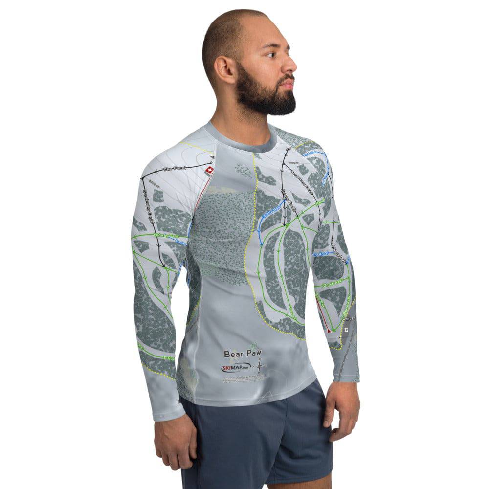 Bear Paw, Montana Ski Trail Map Men's Base Layer Top - Powderaddicts
