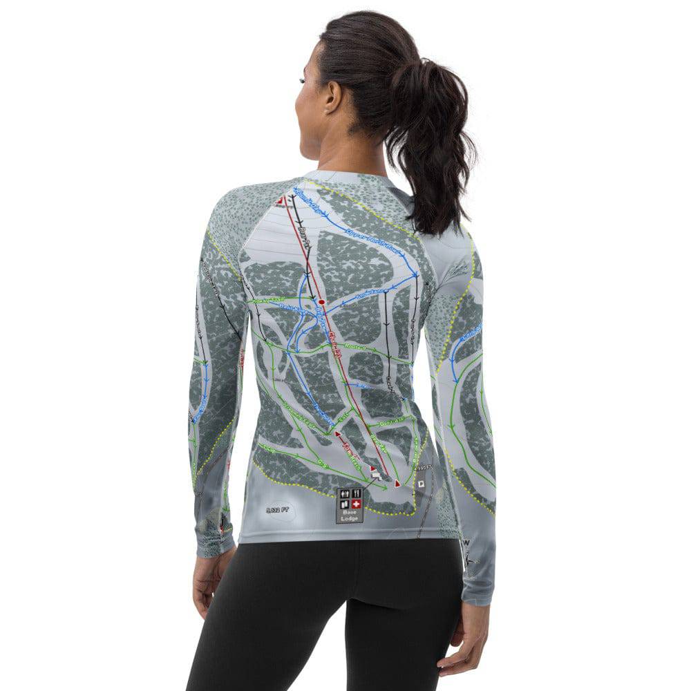 Bear Paw, Montana Ski Trail Map Women's Base Layer Top - Powderaddicts