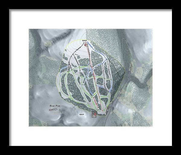 Bear Paw Ski Trail Map - Framed Print - Powderaddicts