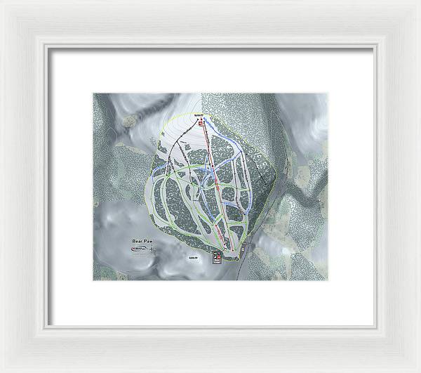 Bear Paw Ski Trail Map - Framed Print - Powderaddicts