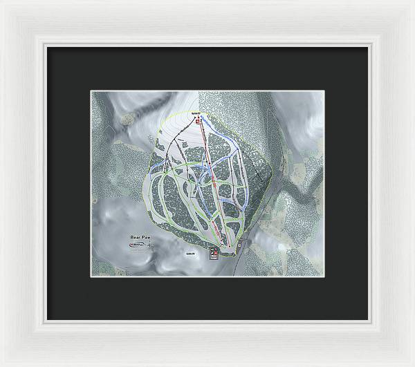 Bear Paw Ski Trail Map - Framed Print - Powderaddicts