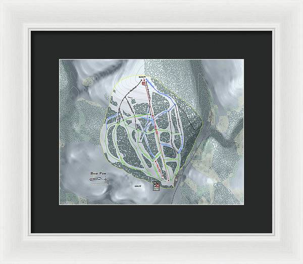 Bear Paw Ski Trail Map - Framed Print - Powderaddicts