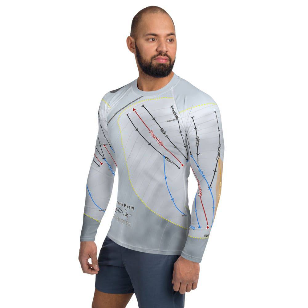 Beartooth Basin, Wyoming Ski Trail Map Men's Base Layer Top - Powderaddicts