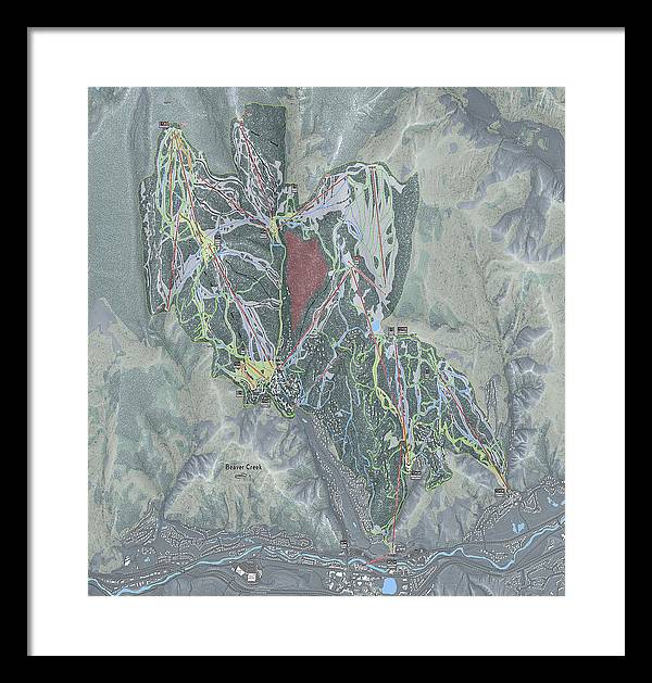 Beaver Creek Ski Trail Map - Framed Print - Powderaddicts