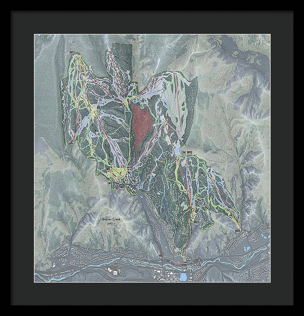 Beaver Creek Ski Trail Map - Framed Print - Powderaddicts