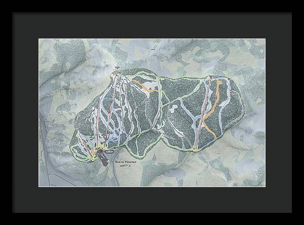 Beaver Mountain Ski Trail Map - Framed Print - Powderaddicts
