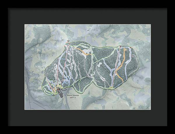 Beaver Mountain Ski Trail Map - Framed Print - Powderaddicts