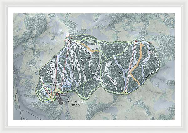 Beaver Mountain Ski Trail Map - Framed Print - Powderaddicts