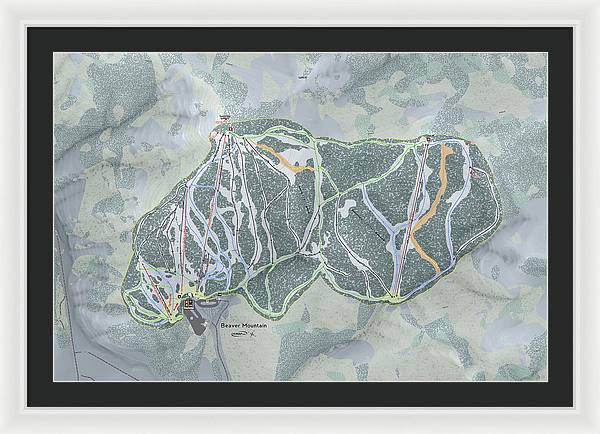 Beaver Mountain Ski Trail Map - Framed Print - Powderaddicts