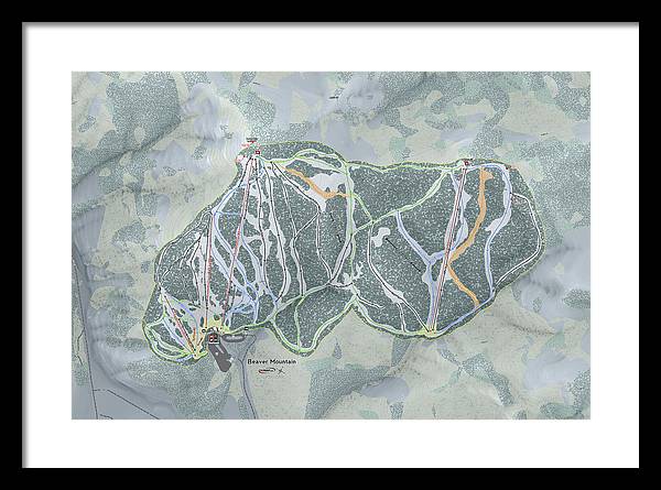 Beaver Mountain Ski Trail Map - Framed Print - Powderaddicts
