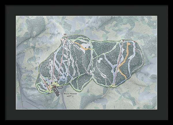Beaver Mountain Ski Trail Map - Framed Print - Powderaddicts