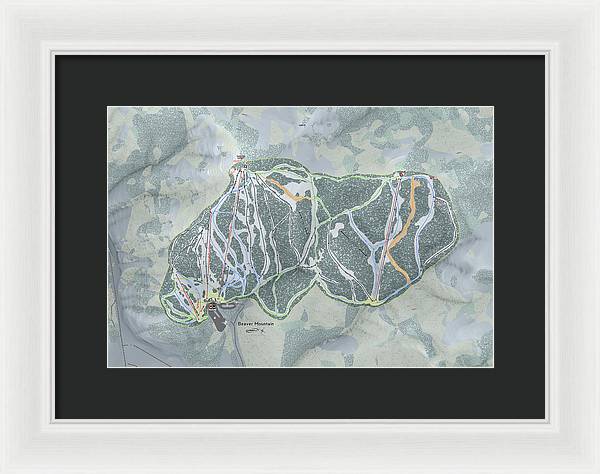 Beaver Mountain Ski Trail Map - Framed Print - Powderaddicts
