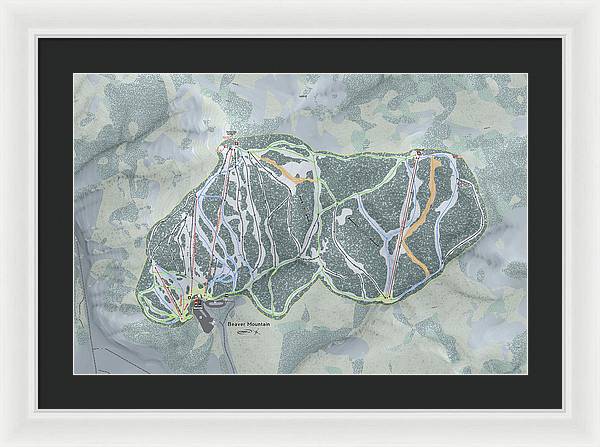 Beaver Mountain Ski Trail Map - Framed Print - Powderaddicts