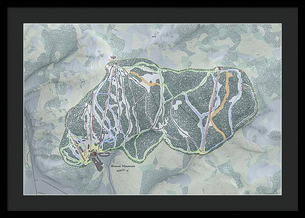Beaver Mountain Ski Trail Map - Framed Print - Powderaddicts