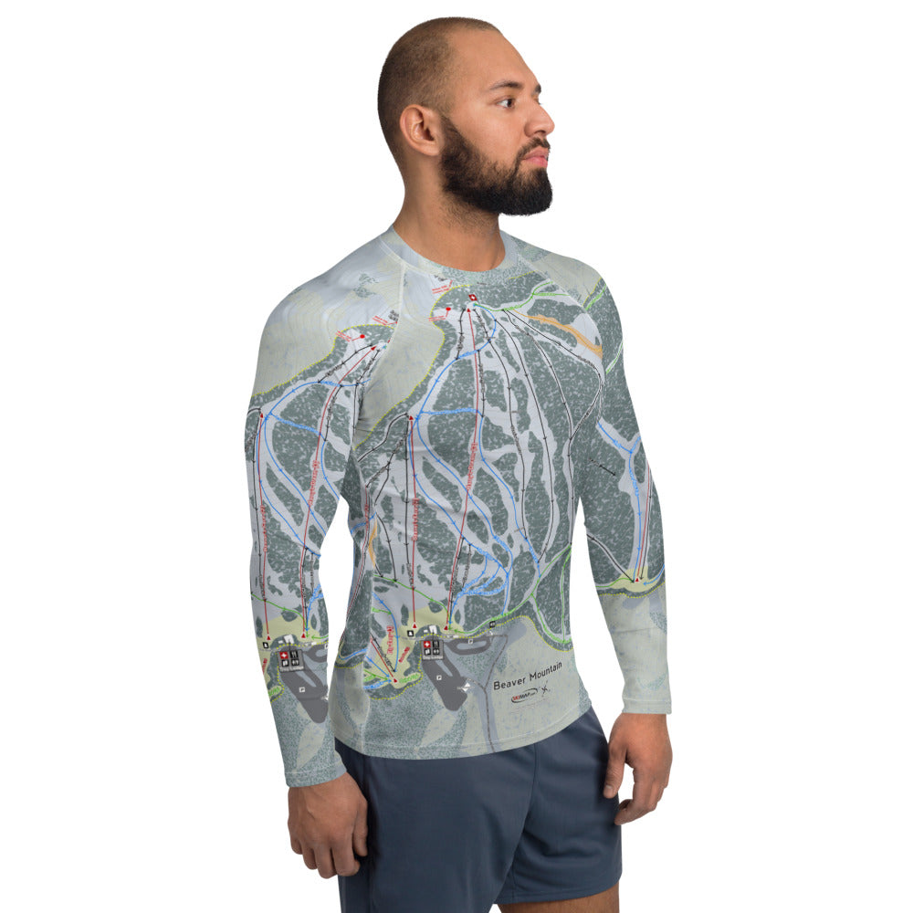 Beaver Mountain, Utah Ski Trail Map Men's Base Layer Top - Powderaddicts