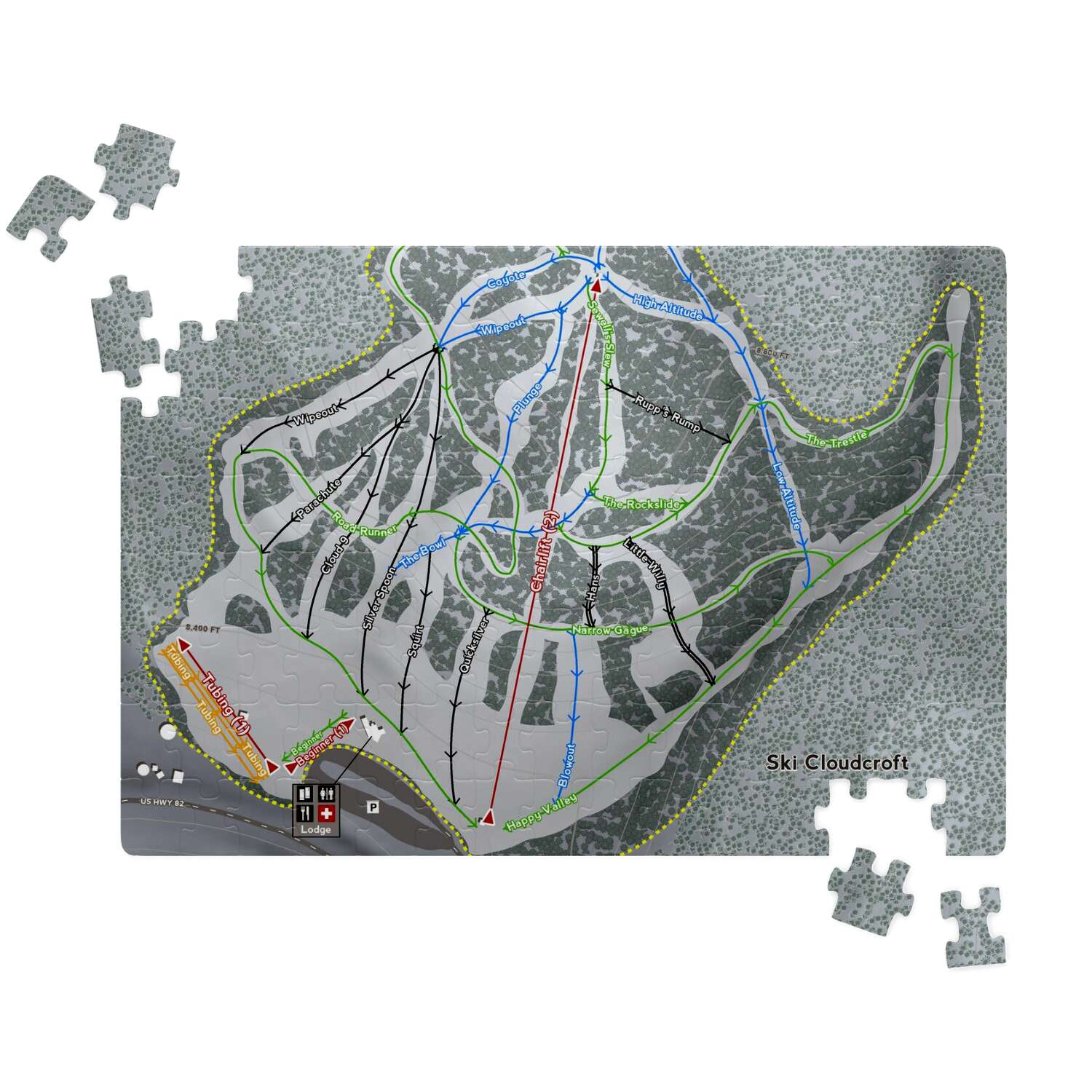 Ski Cloudcroft New Mexico Ski Trail Map Puzzle - Powderaddicts