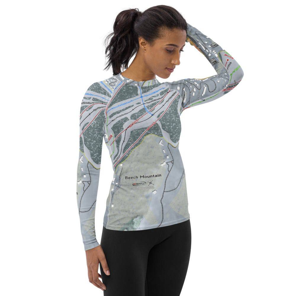 Beech Mountain, North Carolina Ski Trail Map Women's Base Layer Top - Powderaddicts